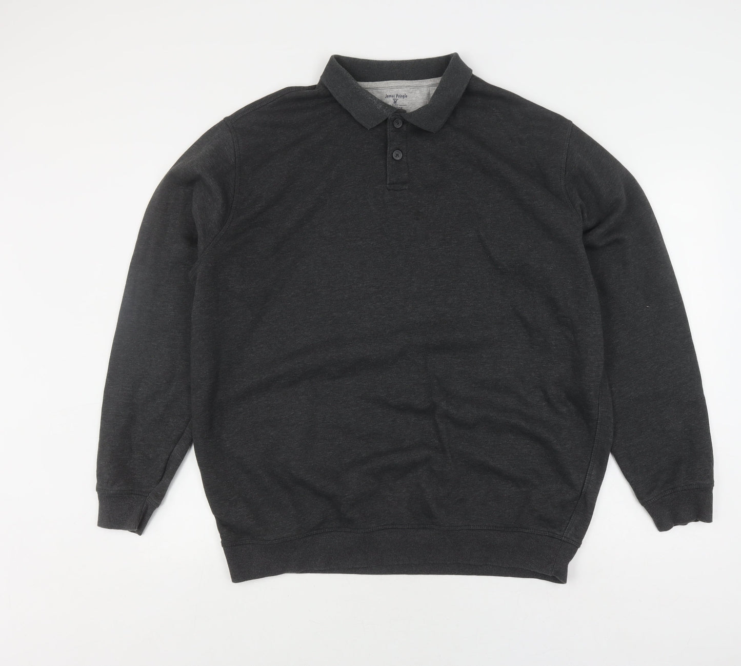 James Pringle Men's Grey 2XL Long Sleeve Polo
