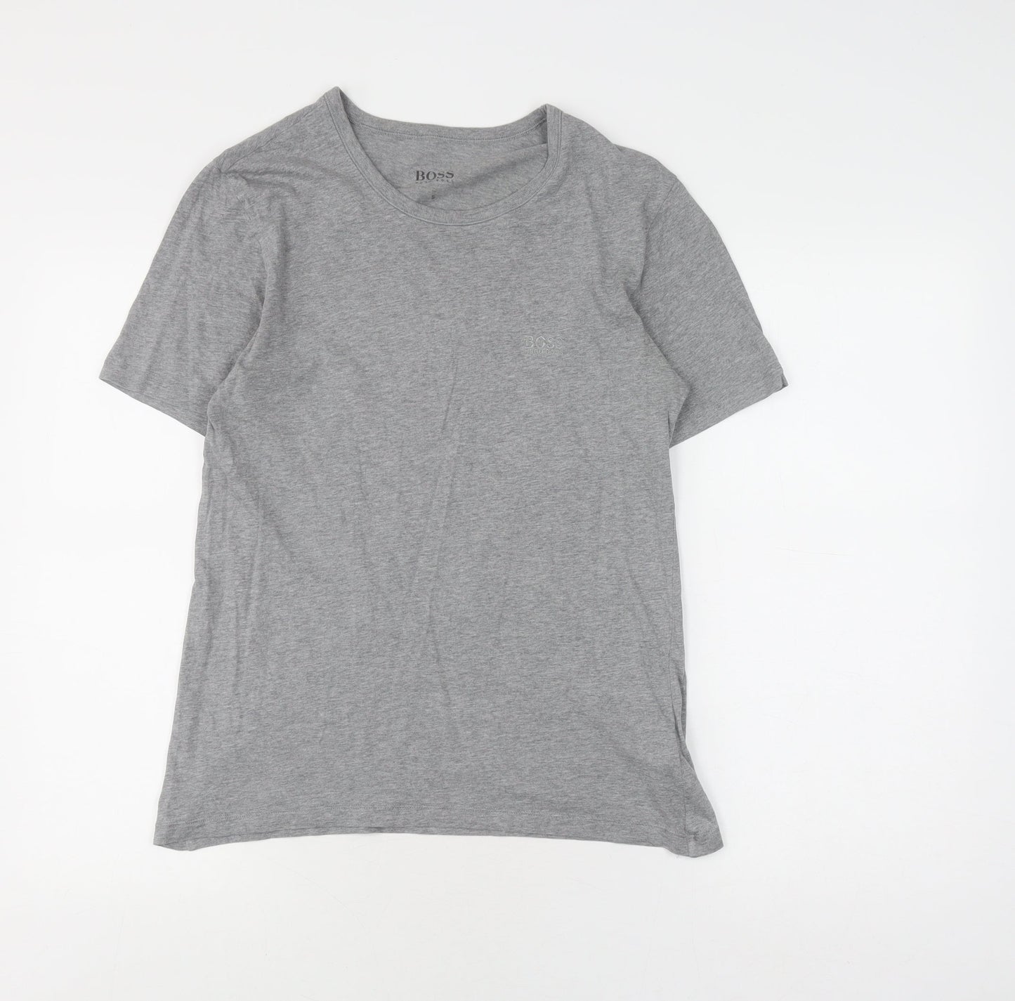 Hugo Boss Men's Grey Cotton T-Shirt, Size S, Short Sleeve
