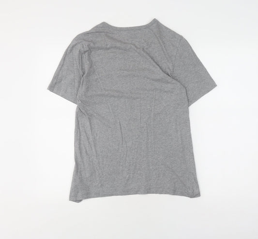 Hugo Boss Men's Grey Cotton T-Shirt, Size S, Short Sleeve