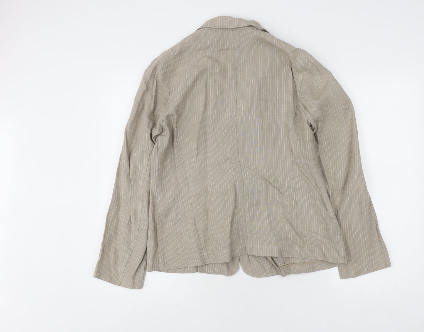 Laura Ashley Women's Beige Pinstripe Linen Blazer, Size 14