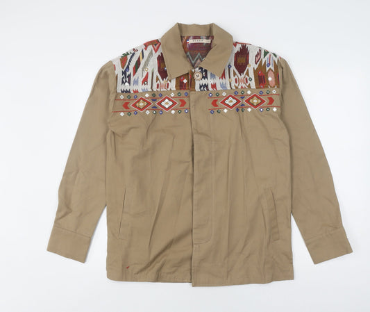 AZARA Women's Brown Aztec Embroidered Jacket M