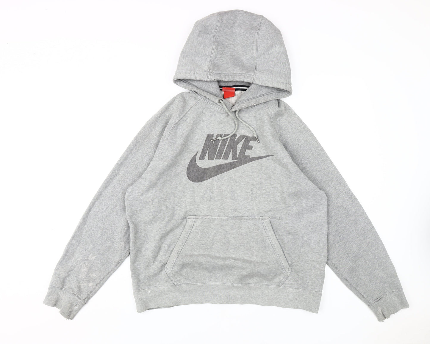 Nike Men's Grey Hoodie, Large, Logo, Fleece, Drawstring