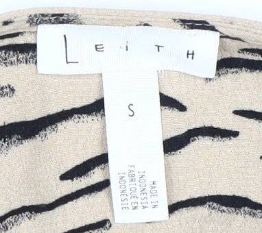 Leith Women's Beige Animal Print Wrap Dress S