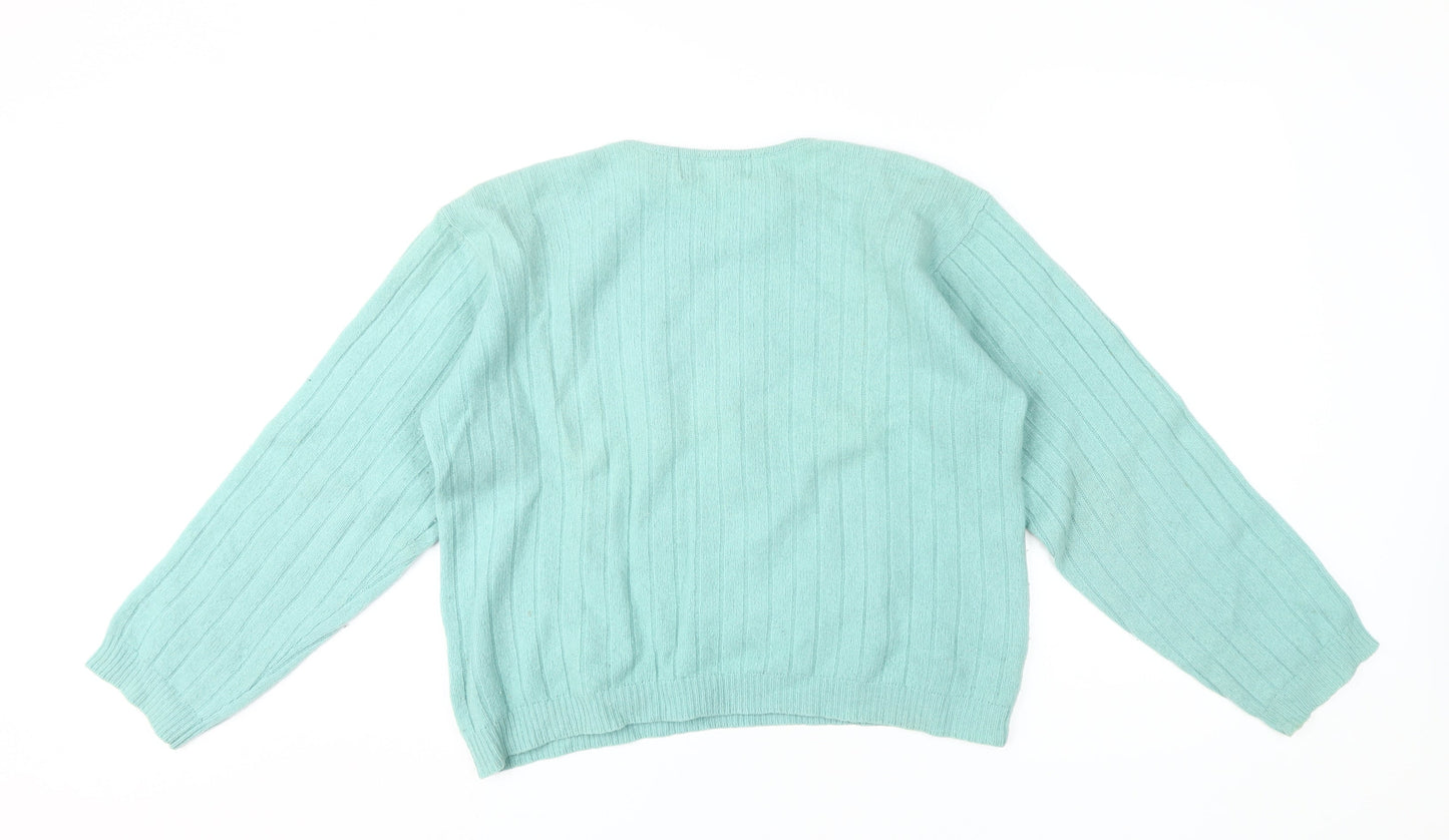 Compliments Women's Green Cable-Knit Pullover Jumper L