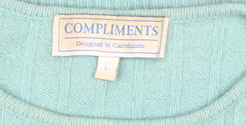 Compliments Women's Green Cable-Knit Pullover Jumper L