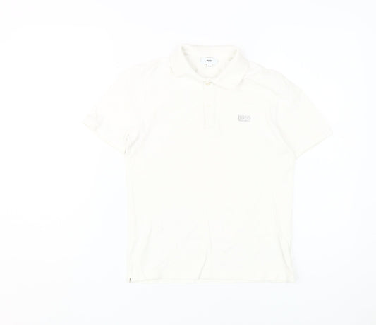 Hugo Boss Boys White Polo Shirt XS Short Sleeve Logo
