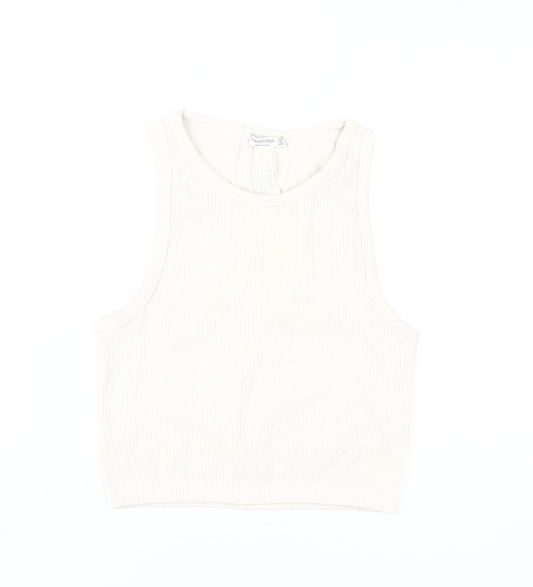 Stradivarius Women's White Sleeveless Tank Top L