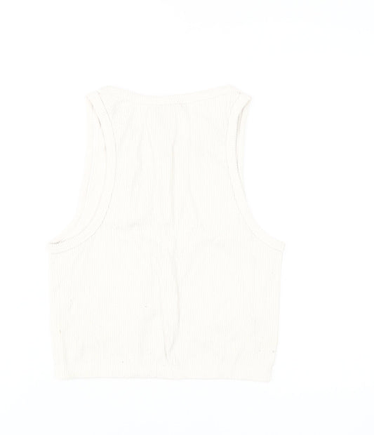 Stradivarius Women's White Sleeveless Tank Top L