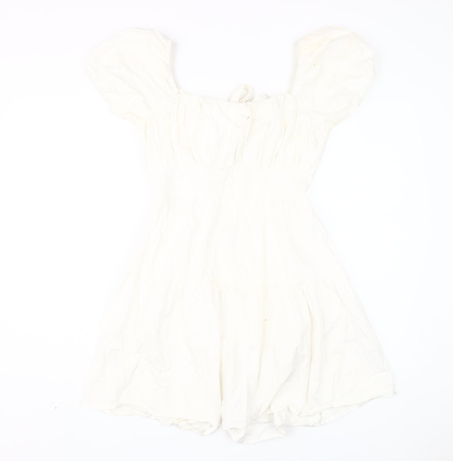 Quiz Women's Ivory A-Line Puff Sleeve Dress Size 10