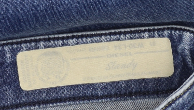 Diesel Mens Blue Skinny Slim Jeans Medium Wash 30W 34L