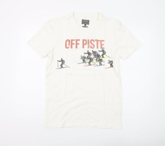 FatFace Men's White Ski Graphic T-Shirt S