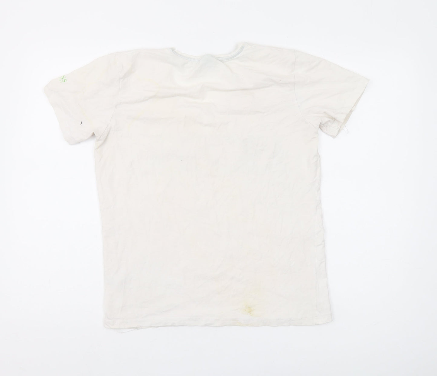 Hugo Boss Women's White V-Neck T-Shirt, M, Studded Accent