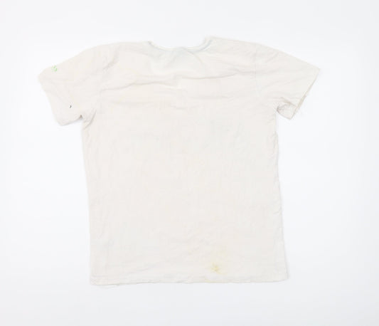 Hugo Boss Women's White V-Neck T-Shirt, M, Studded Accent