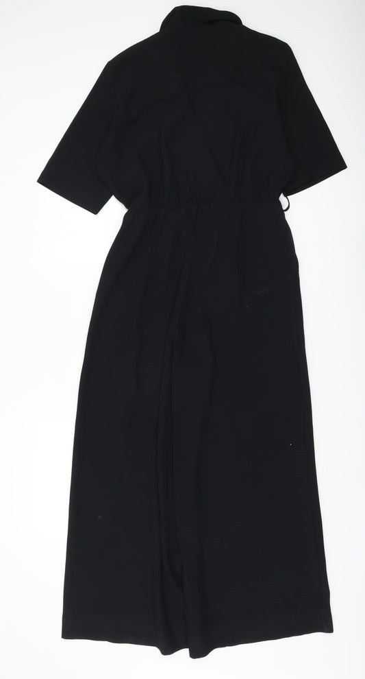 Weekday Women's Black Jumpsuit, Size 8, Wide-Leg, Collared