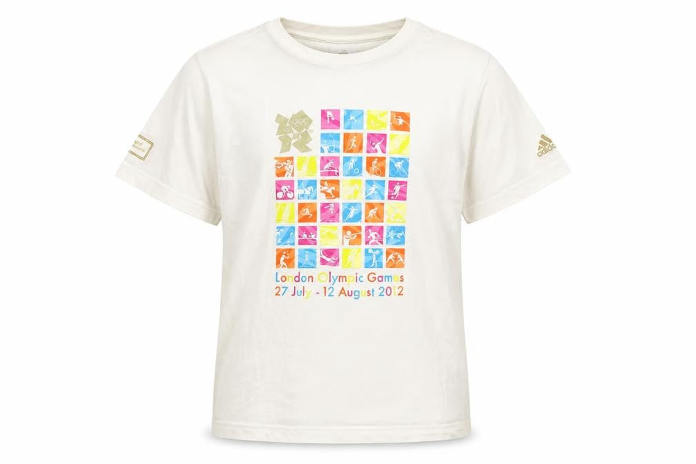 Adidas Boys' White Olympic Graphic T-Shirt, Size 12 - Casual Style