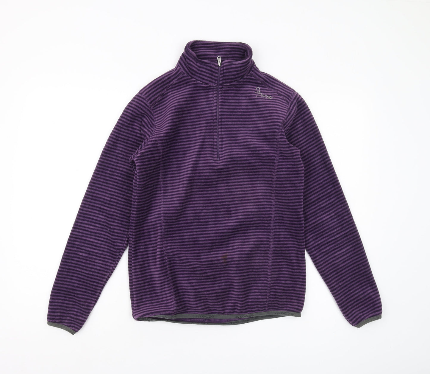 TOG 24 Women's Purple Striped Fleece Half Zip Sweatshirt - Size 8