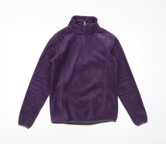 TOG 24 Women's Purple Striped Fleece Half Zip Sweatshirt - Size 8