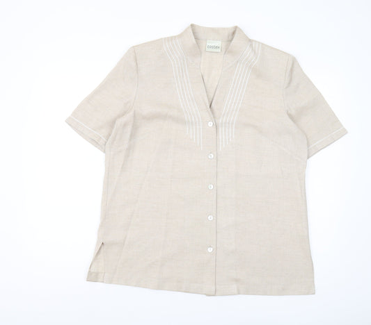 Eastex Women's Beige Collared Tunic Blouse - Size 14