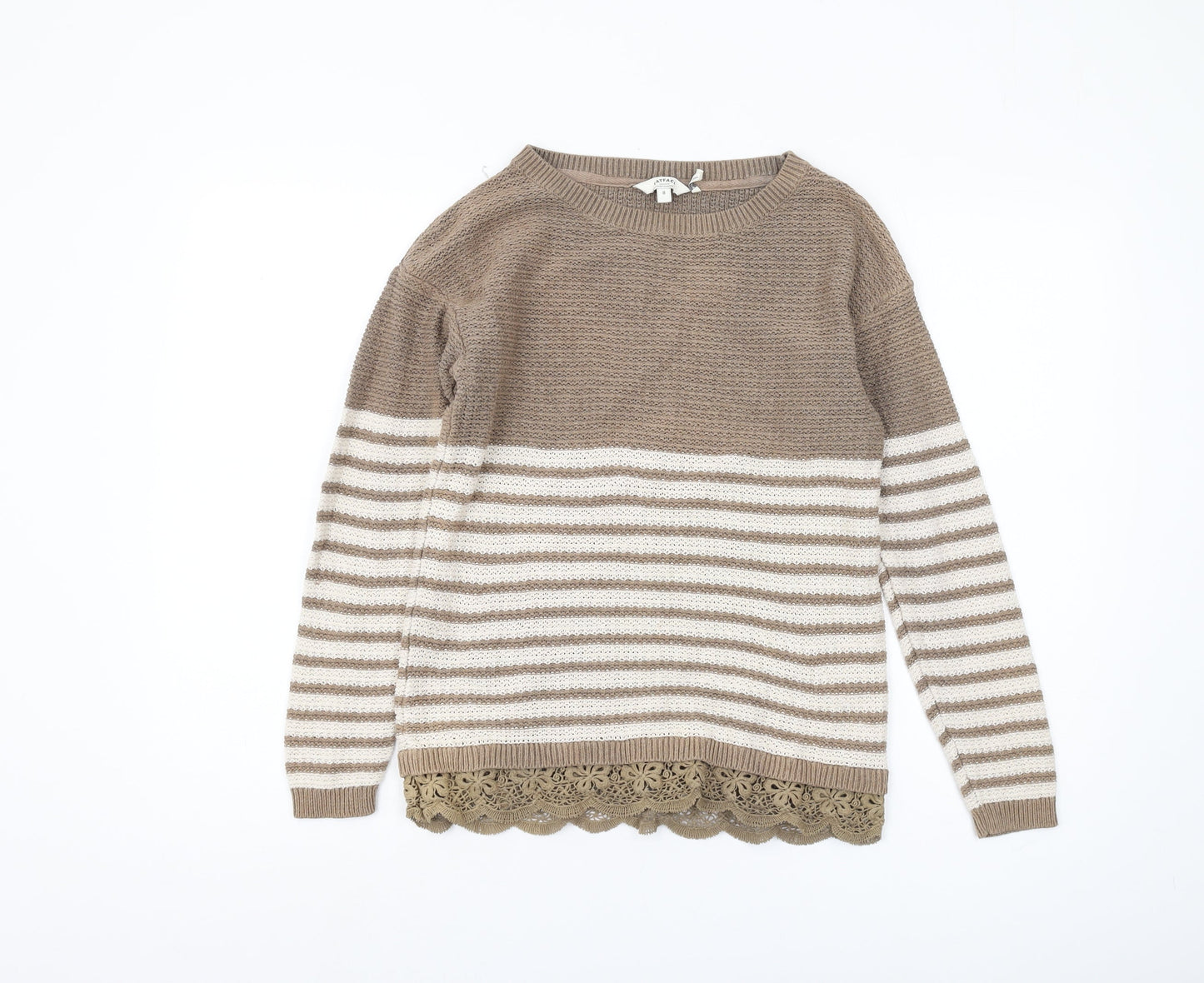 FatFace Women's Brown Striped Pullover Jumper Size 8