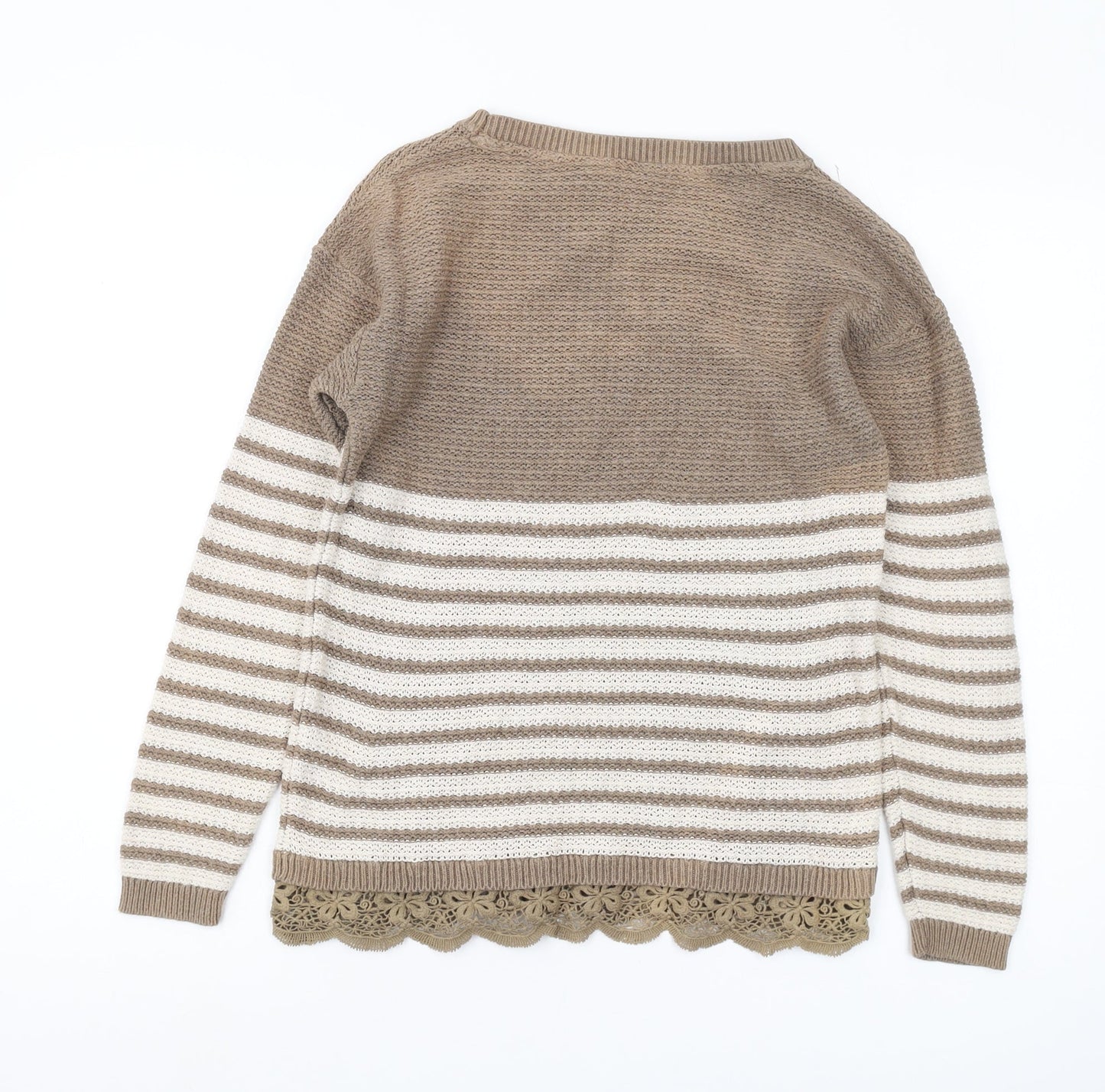 FatFace Women's Brown Striped Pullover Jumper Size 8