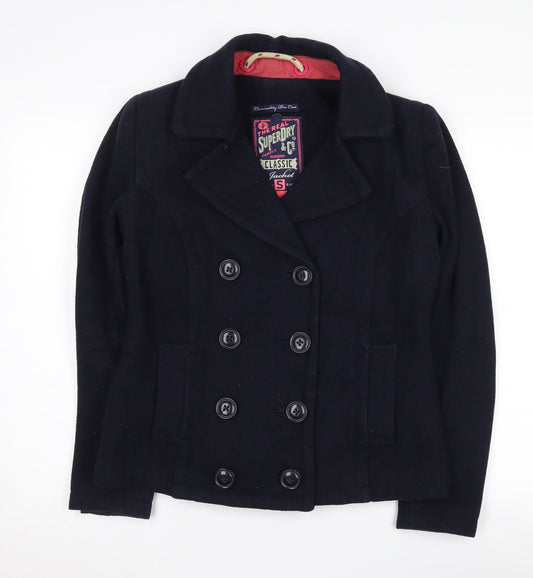 Superdry Women's Black Wool Pea Coat Size S