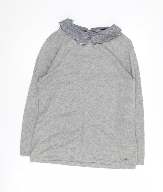 White Stuff Women's Grey Collared Pullover Jumper Size 10