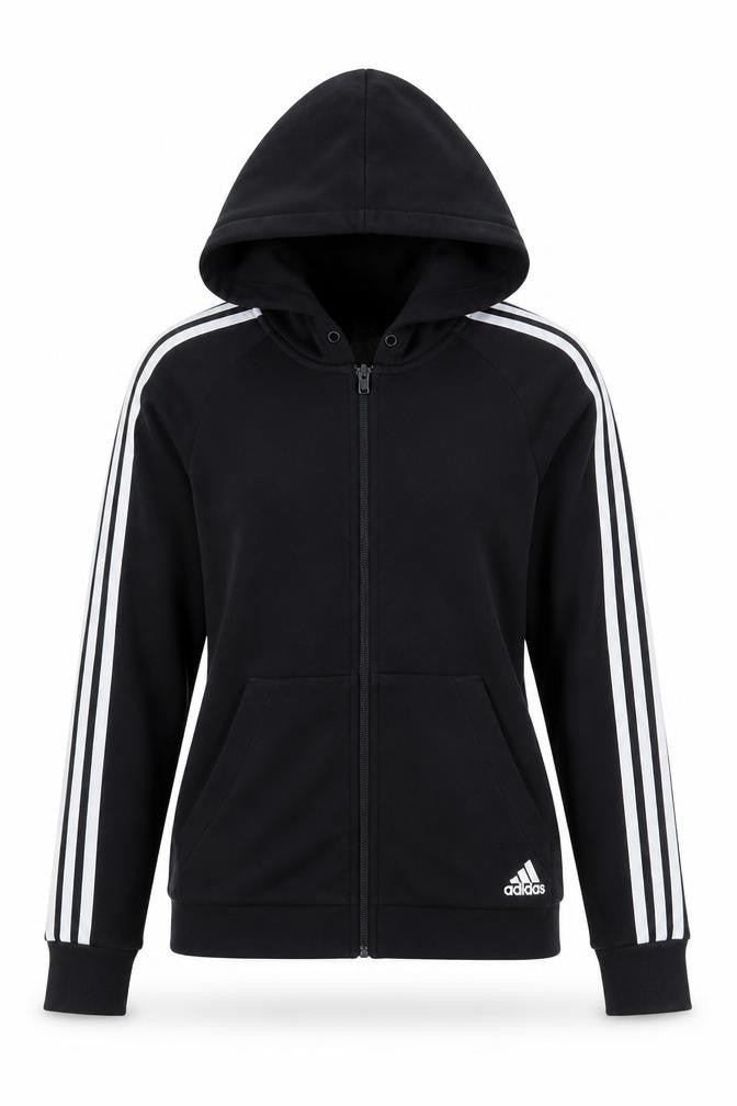 Unisex Adults UK M Regular adidas Black Full Zip Hoodie