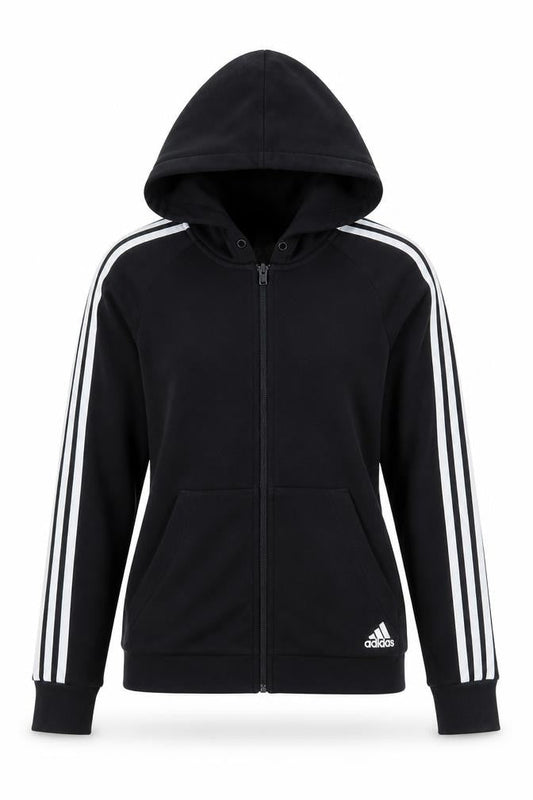 Unisex Adults UK M Regular adidas Black Full Zip Hoodie