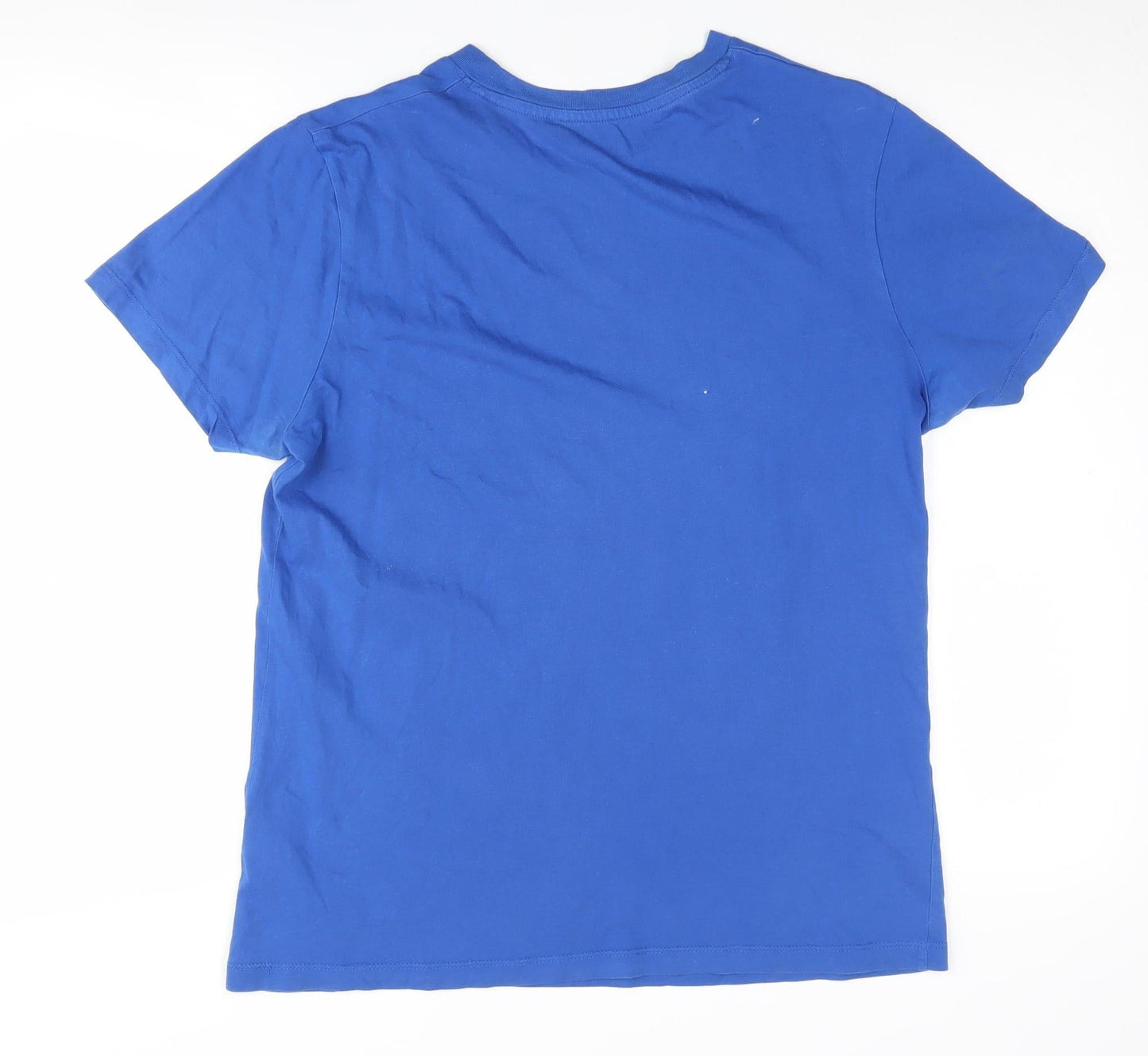 Jack & Jones Men's Blue Cotton Graphic T-Shirt Size L