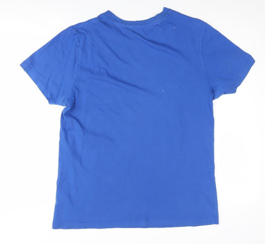 Jack & Jones Men's Blue Cotton Graphic T-Shirt Size L