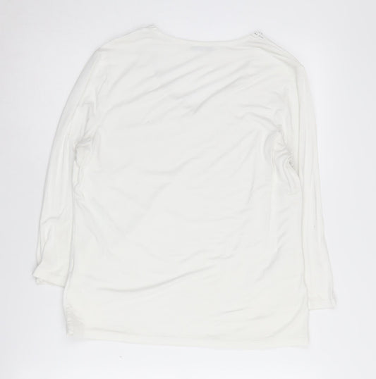 Windsmoor Women's White Beaded V-Neck T-Shirt, S