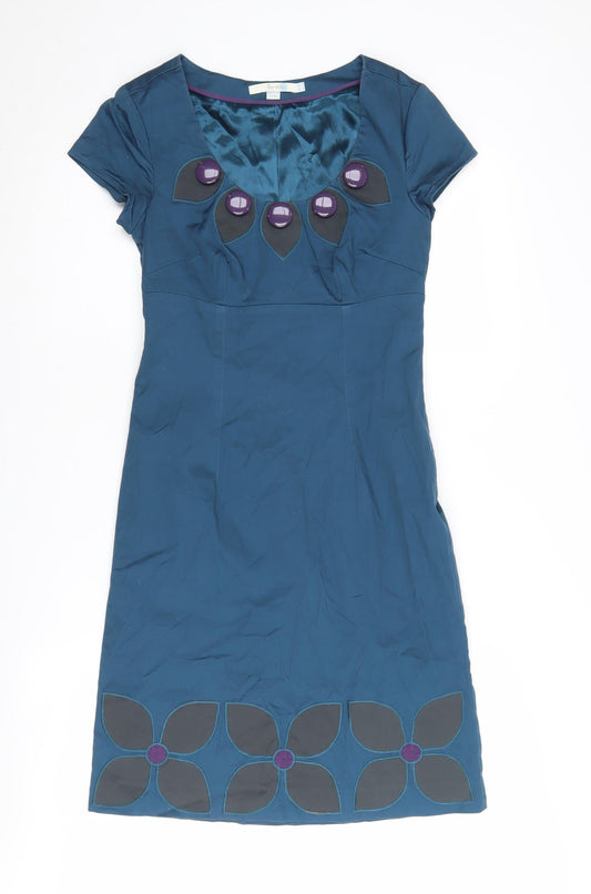 Boden Women's Blue Shift Dress Size 8 Beaded Accent