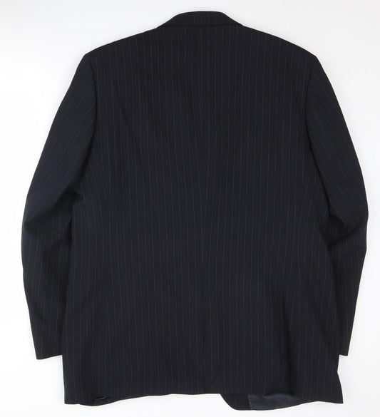 CENTAUR Men's Black Striped Wool Blazer Size 46L