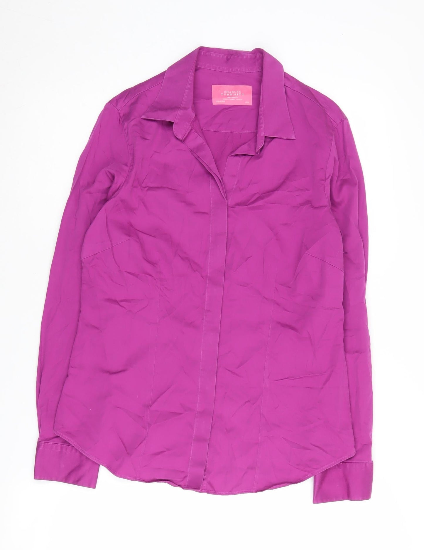 Charles Tyrwhitt Women's Purple Button-Up Shirt