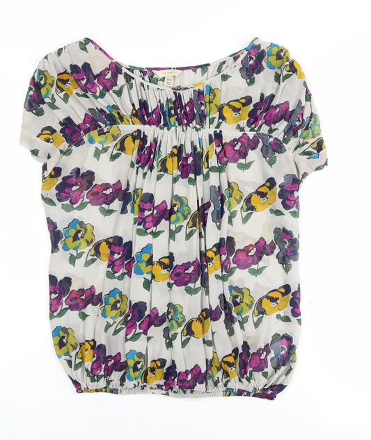 Ted Baker Women's Multicoloured Floral Silk Blouse - Size 10