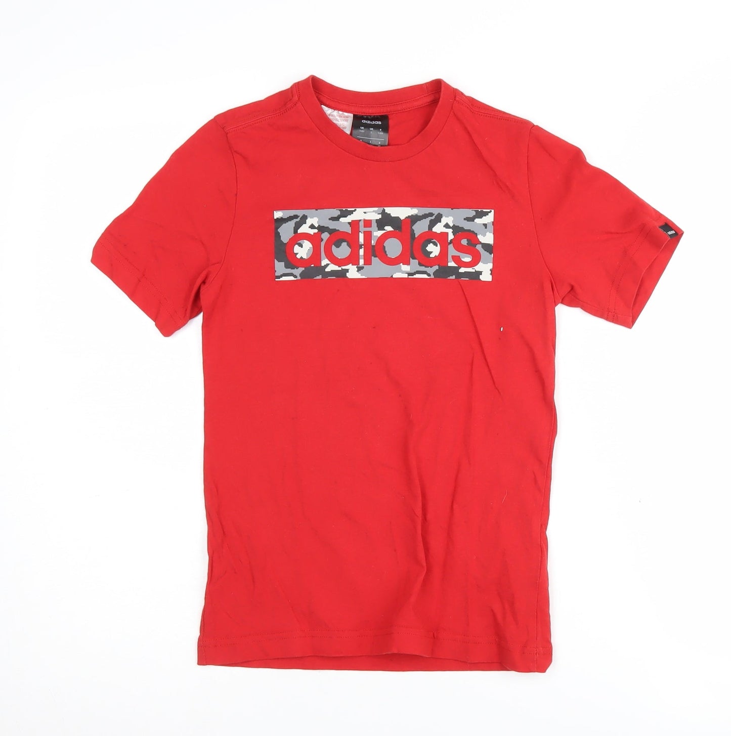 Adidas Boys Red T-Shirt, 9-10 Years, Camouflage Logo Style