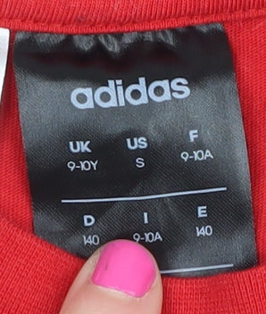 Adidas Boys Red T-Shirt, 9-10 Years, Camouflage Logo Style