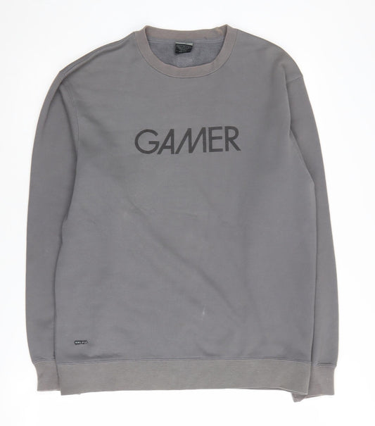 Nike Men's Grey Gamer Graphic Sweatshirt L