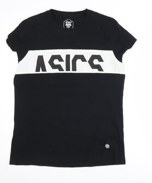 Asics Men's Black Graphic T-Shirt - M, Crew Neck