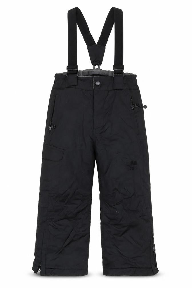 Front view of Polochon boys’ black snow pants, 4 years, winter activewear