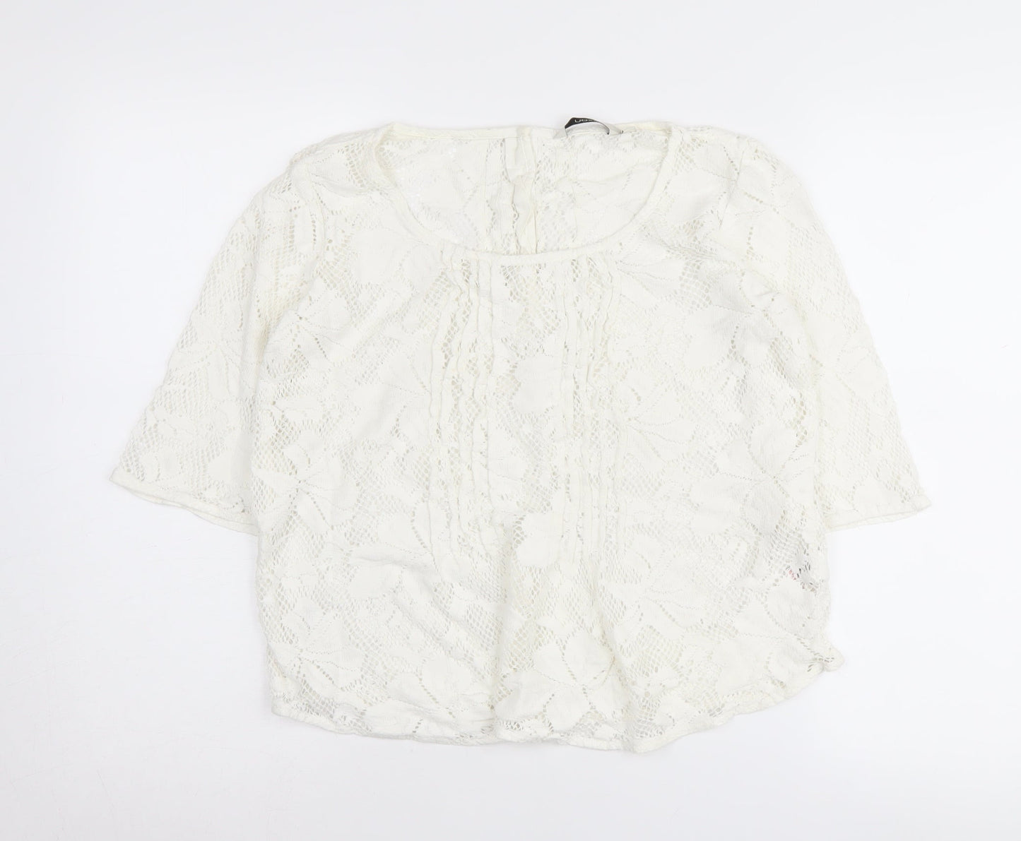 Next Women's White Lace Scoop Neck Jumper Size 10