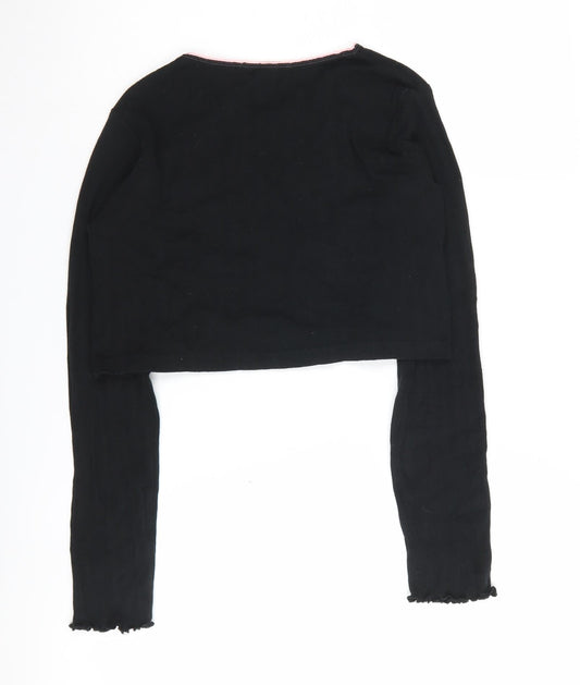 Wednesday’s Girl XS Black Cropped Blouse - Women's, Long Sleeve