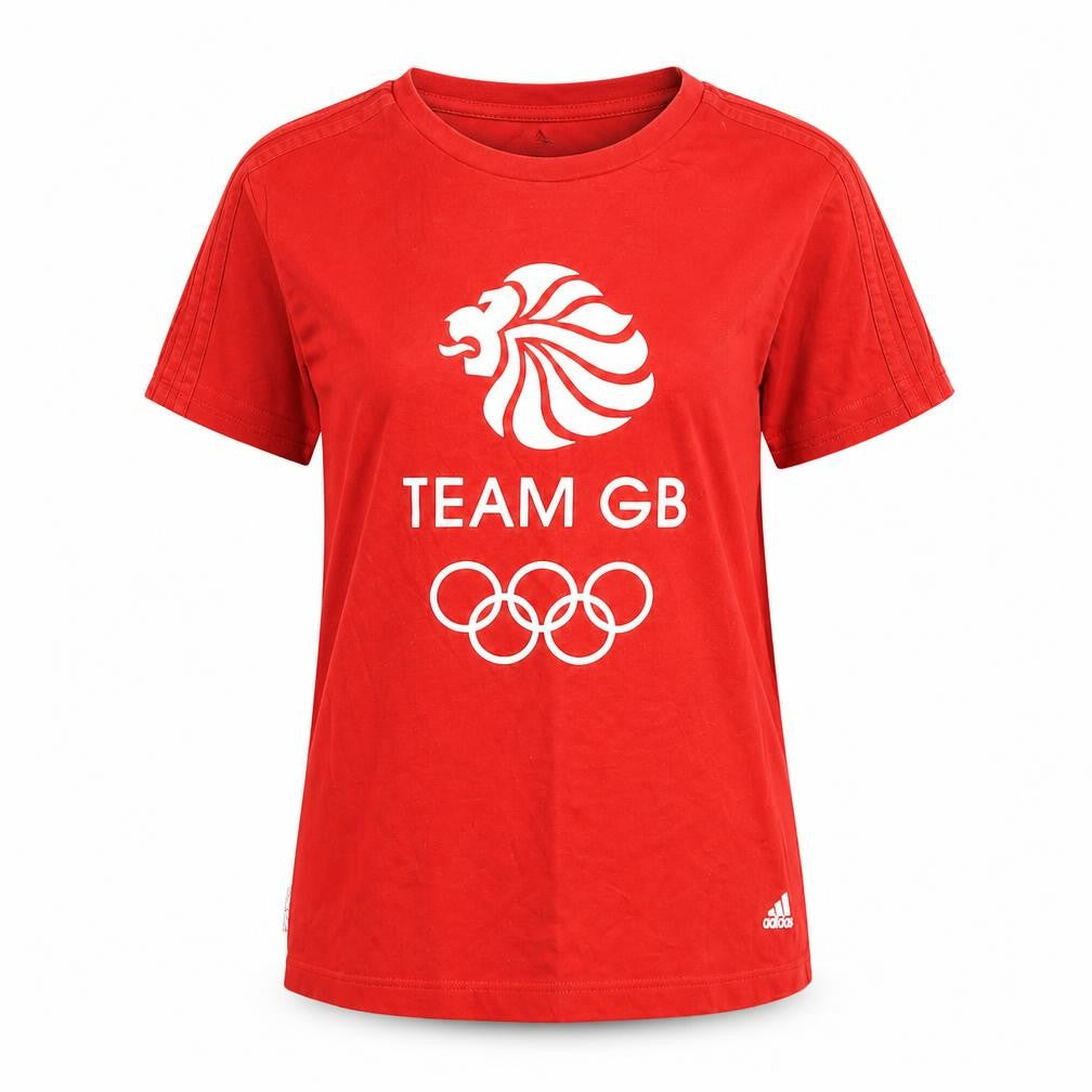 Womens UK Size L adidas Red Cotton T-Shirt