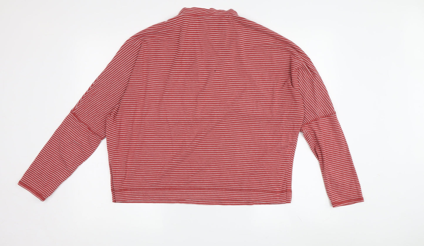 Thought Red Striped Women's V-Neck Long Sleeve T-Shirt