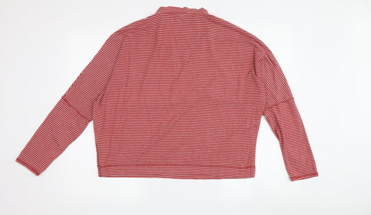 Thought Red Striped Women's V-Neck Long Sleeve T-Shirt