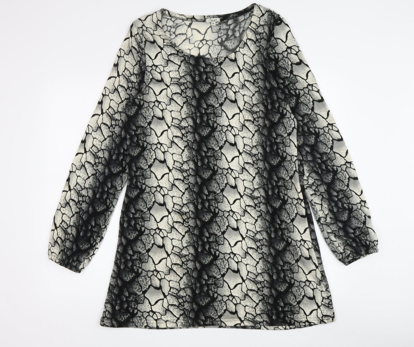 Next Women's Grey Geometric Long Sleeve Blouse M