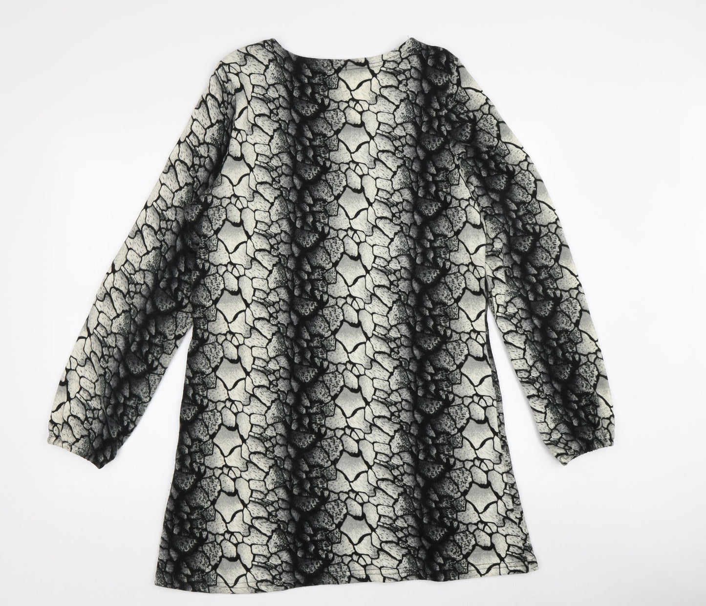 Next Women's Grey Geometric Long Sleeve Blouse M