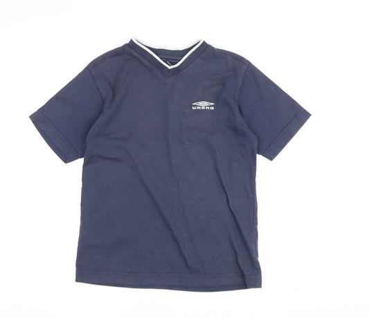 Umbro Boys' Blue T-Shirt, Size 9 Years, V-Neck Casual