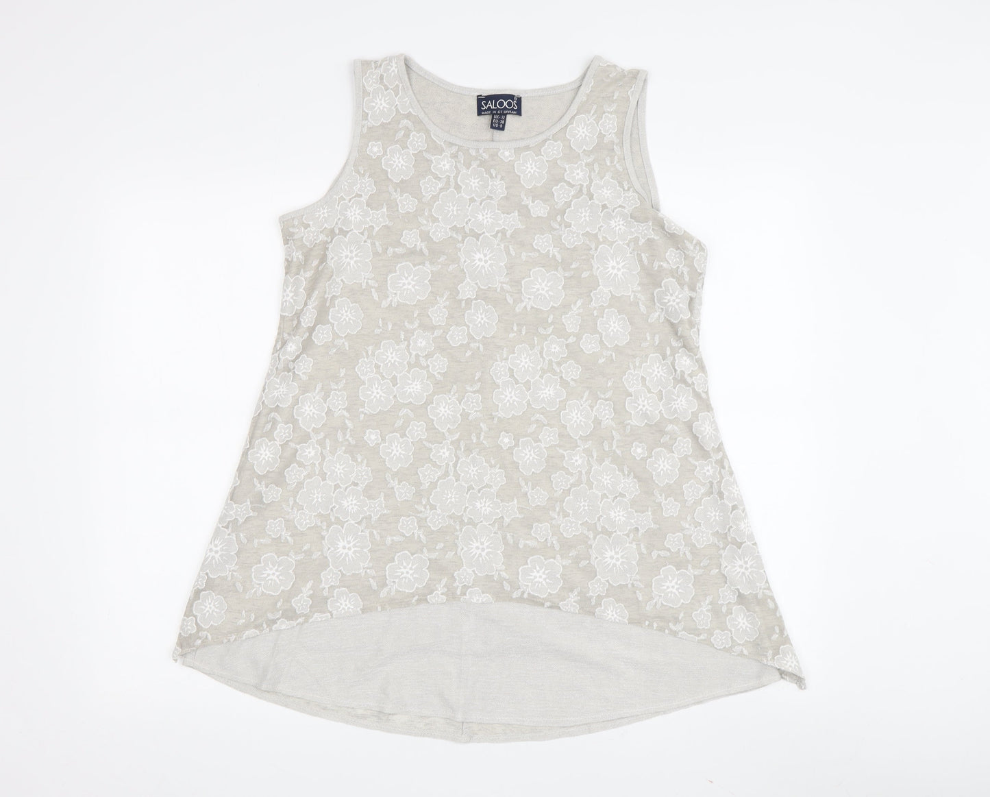 Saloos Women's Beige Floral Tunic Tank Size 12
