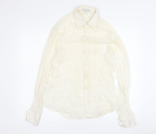 Paul & Joe Women's White Button-Up Shirt, Size L, Cotton